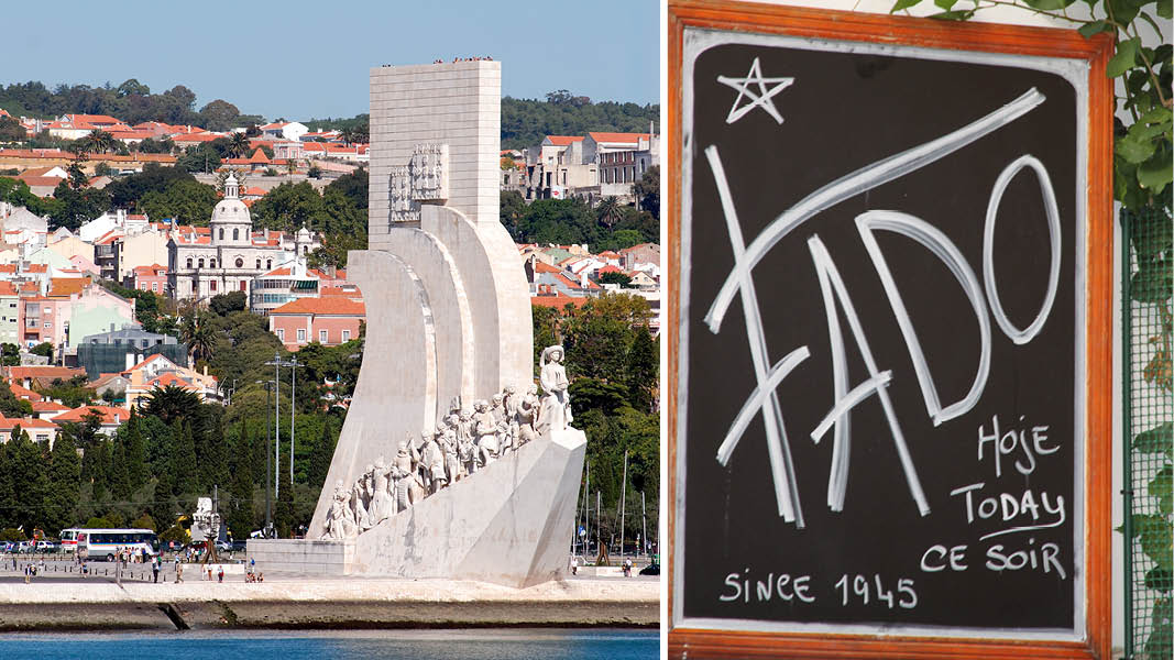 Sjöfararnas monumentet i Belém och fadomusik i Lissabon